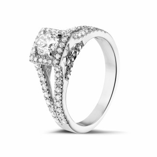 Search all - 0.40 karaat diamanten solitaire ring in wit goud met zijdiamanten 