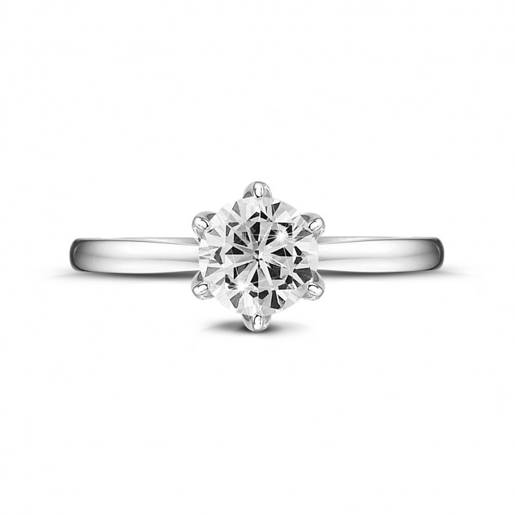 BAUNAT Iconic 1.00 karaat solitaire ring in wit goud met ronde diamant van uitzonderlijke kwaliteit (D-IF-EX-None fluorescentie-GIA certificaat)