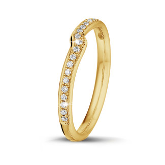 Diamanten alliance - 0.20 karaat gebogen diamanten alliance (half gezet) in geel goud