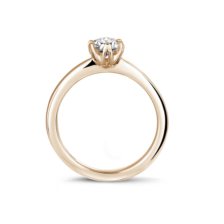 0.50 karaat solitaire ring in rood goud met ronde diamant