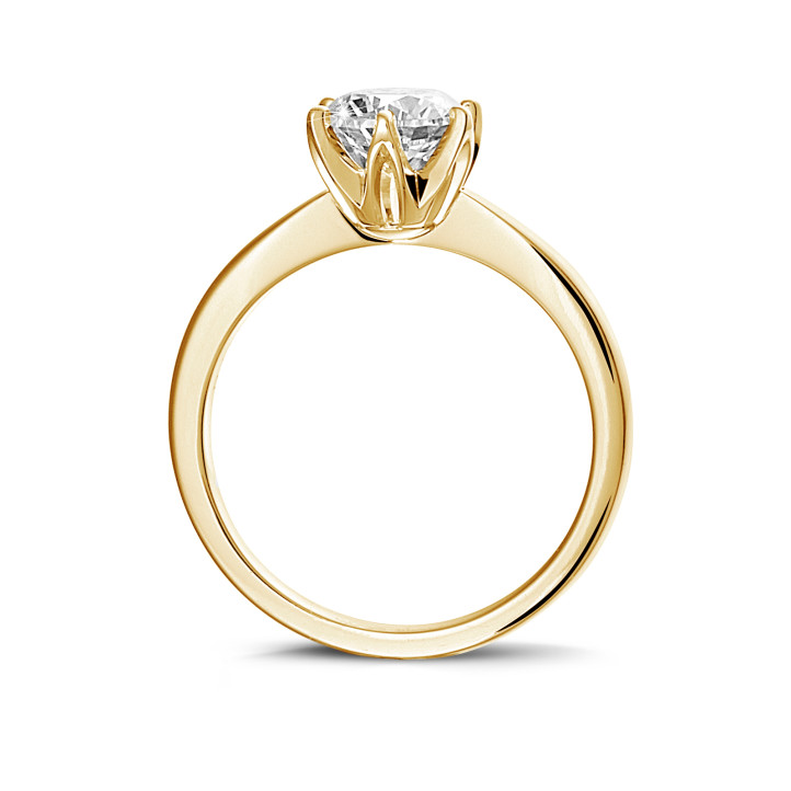 1.50 karaat solitaire ring in geel goud met ronde diamant