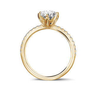 Verloving - 1.50 karaat solitaire ring in geel goud met zijdiamanten