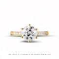 2.50 karaat diamanten solitaire ring in geel goud met zijdiamanten