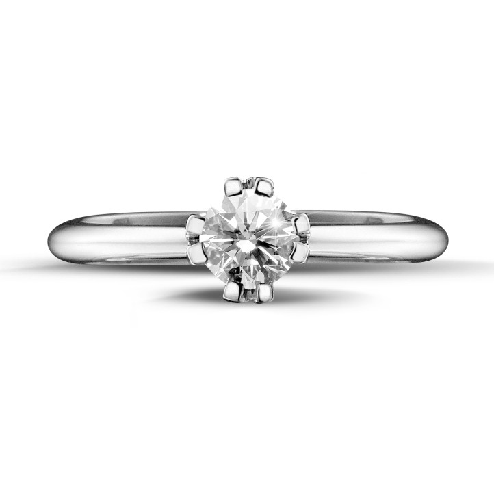 0.50 karaat diamanten solitaire design ring in witgoud met acht griffen