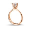 0.90 karaat diamanten solitaire design ring in roodgoud met acht griffen