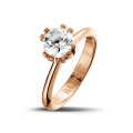 1.25 karaat diamanten solitaire design ring in roodgoud met acht griffen