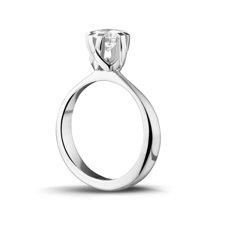 1.00 karaat diamanten solitaire design ring in witgoud met acht griffen
