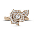0.45 karaat diamanten bloem design ring in rood goud