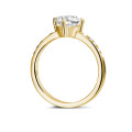 2.50 karaat diamanten solitaire ring in geel goud met zijdiamanten