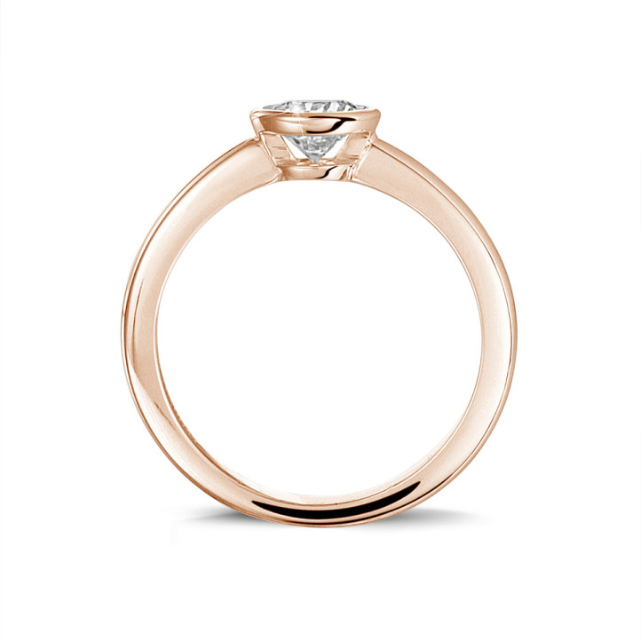 0.70 karaat solitaire ring in rood goud met ronde diamant