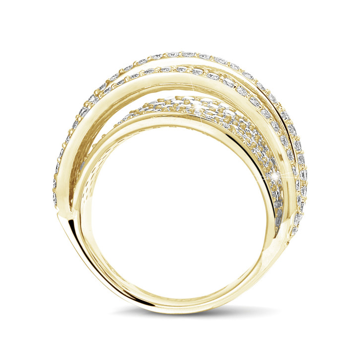 3.50 karaat ring in geel goud met ronde diamanten