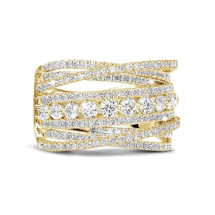 1.60 karaat ring in geel goud met ronde diamanten