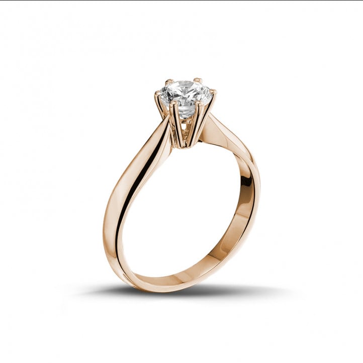 0.70 karaat diamanten solitaire ring in rood goud