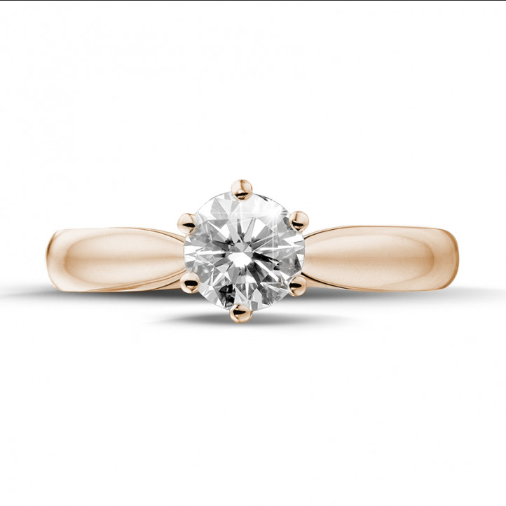0.70 karaat diamanten solitaire ring in rood goud