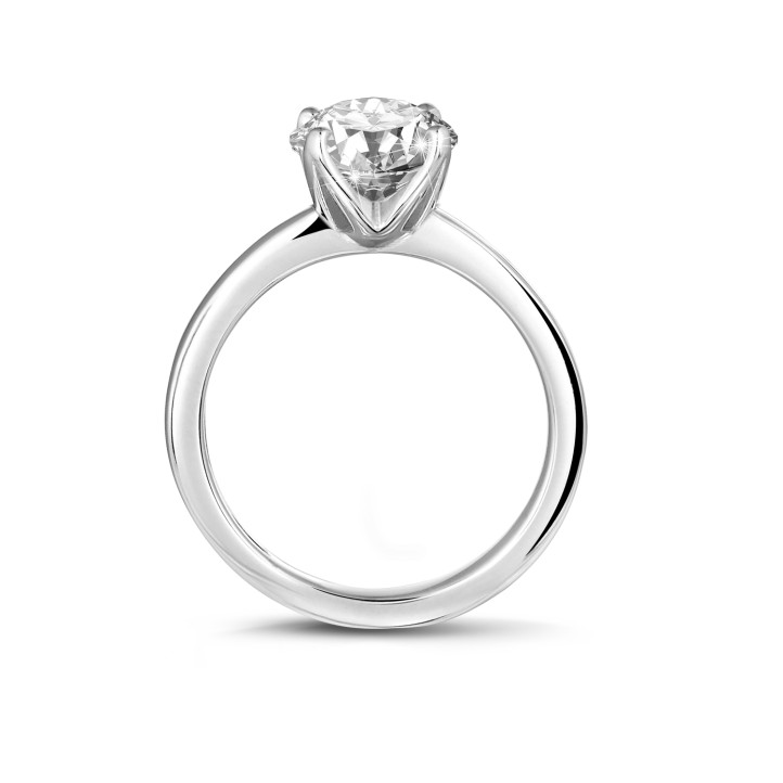 1.25 karaat solitaire ring in wit goud met ronde diamant