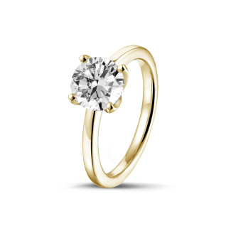 Ringen - 1.00 karaat solitaire ring in geel goud met ronde diamant