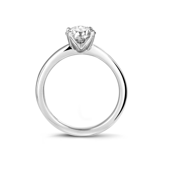 0.90 karaat solitaire ring in wit goud met ronde diamant