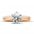 1.25 karaat diamanten solitaire ring in rood goud