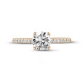3.00 karaat solitaire ring in rood goud met zijdiamanten