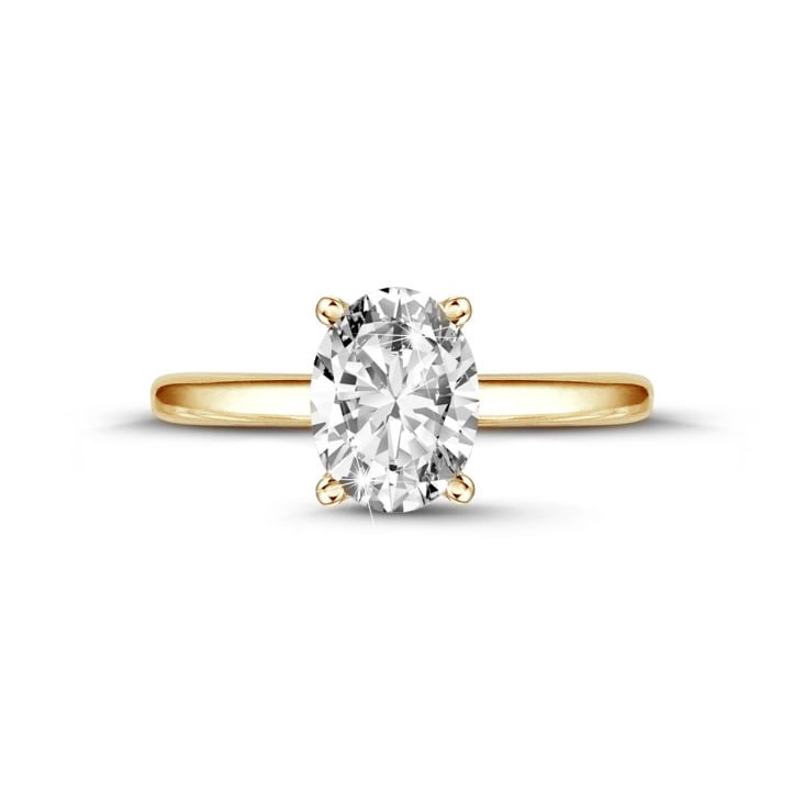1.00Ct solitaire ring in geel goud met ovale diamant