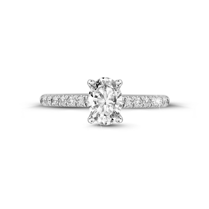 1.20Ct solitaire ring in wit goud met ovale diamant