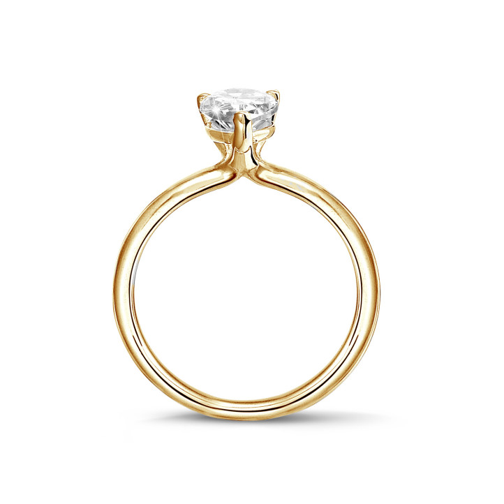 1.00Ct solitaire ring in geel goud met peervormige diamant