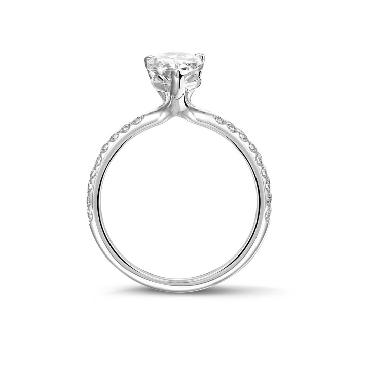 1.20Ct solitaire ring in wit goud met peervormige diamant