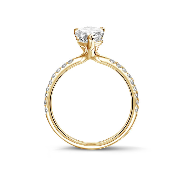 0.70Ct solitaire ring in geel goud met peervormige diamant
