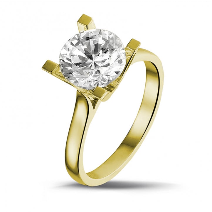 2.50 karaat diamanten solitaire ring in geel goud