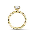 1.00 karaat solitaire stapelbare ring in geelgoud met een ronde diamant met marquise design
