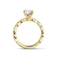 1.50 karaat solitaire stapelbare ring in geelgoud met een ronde diamant met marquise design
