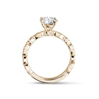 Classics - 2.00 karaat solitaire stapelbare ring in rood goud met een ronde diamant met marquise design