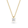 1.00 karaat solitaire hanger in geel goud met princess diamant