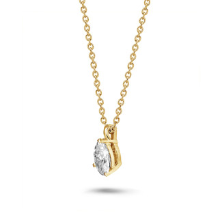 1.00 karaat solitaire hanger in geel goud met peervormige diamant