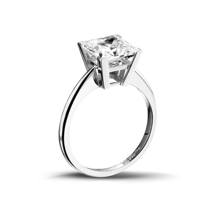 3.00 karaat solitaire ring in wit goud met princess diamant van uitzondelijke kwaliteit (D-IF-EX-None fluorescentie-GIA certificaat)
