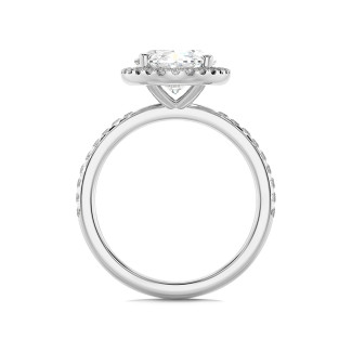 Juwelen op maat - Halo ring op maat met een ovaal geslepen diamant