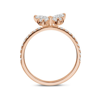 Ringen - Vlinderring met marquise en peer geslepen diamanten vleugels