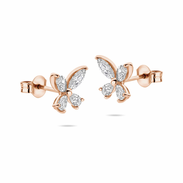 Vlinder Oorbellen met Marquise en Peer geslepen Diamanten Vleugels