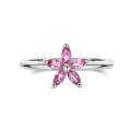 Bloemenring met marquise geslepen roze saffier bloemblaadjes