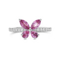 Vlinderring met Marquise en peergeslepen roze saffier vleugels