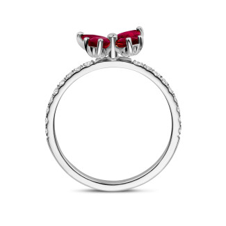 Ringen - Vlinderring met Marquise en peergeslepen Robijn Vleugels