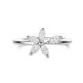 Toi & Moi Bloemenring met Marquise geslepen Diamanten Bloemblaadjes in witgoud