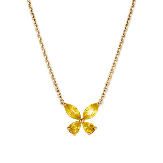 Search all - Vlinderhanger met marquise geslepen gele saffieren in geelgoud