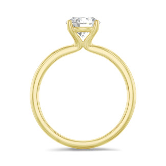 Ringen - 1.50 karaat solitaire ring in geel goud met ronde diamant