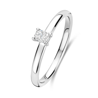 Ringen - 0.15 karaat solitaire ring met een radiant geslepen diamant in witgoud