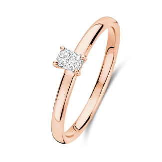 0.15 karaat solitaire ring met een radiant geslepen diamant in roodgoud