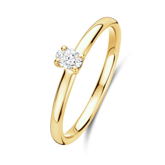 0.15 karaat solitaire ring met een ovaal geslepen diamant in geelgoud