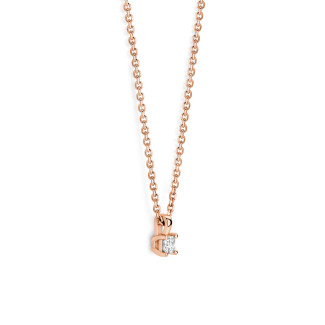 Fancy shape - 0.15 karaat solitaire hanger met een asscher geslepen diamant in rood goud