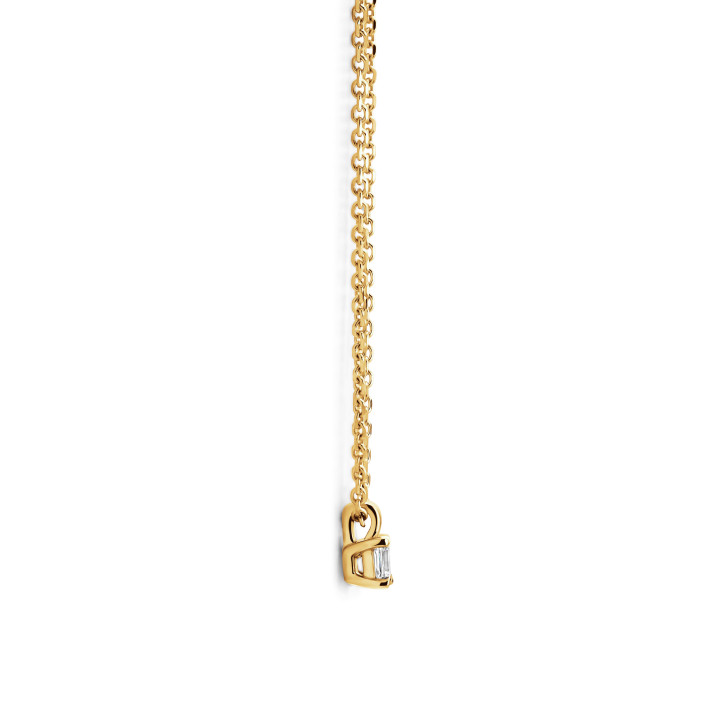 0.15 karaat solitaire hanger met emerald geslepen diamant in geelgoud