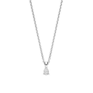 Halskettingen - 0.15 karaat solitaire hanger met een peer geslepen diamant in witgoud